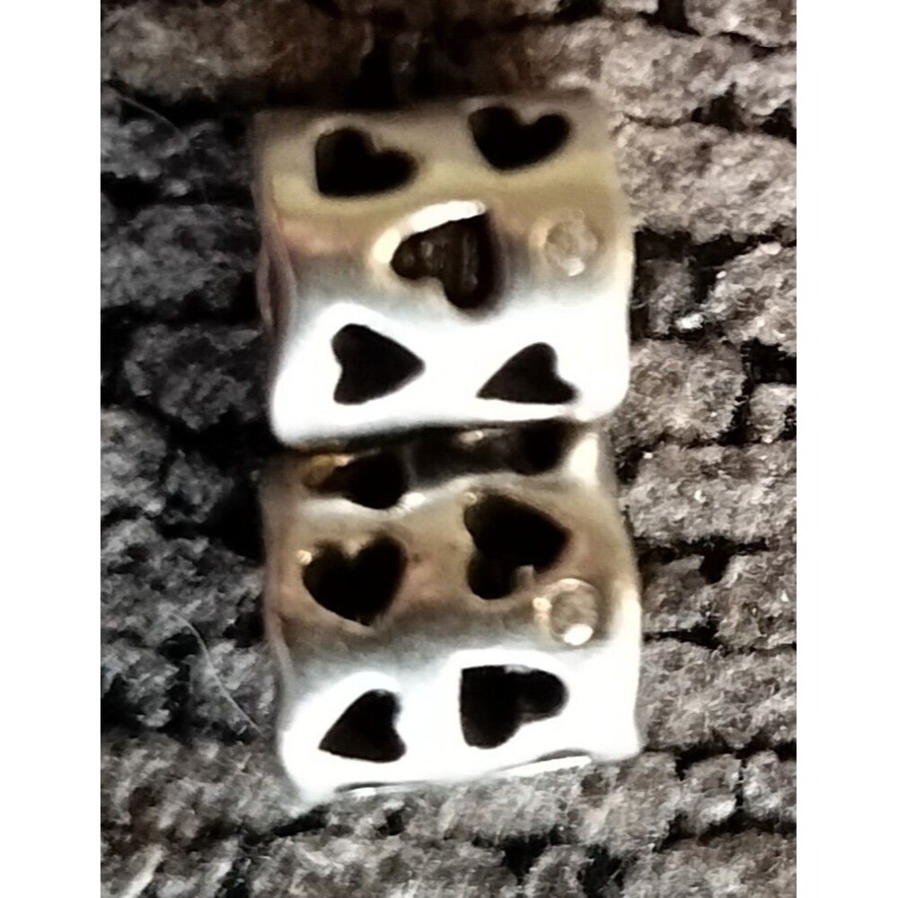 2 Genuine Pandora Bracelet Charm Silver Openwork Tunnel Of Love Hearts S925 ALE